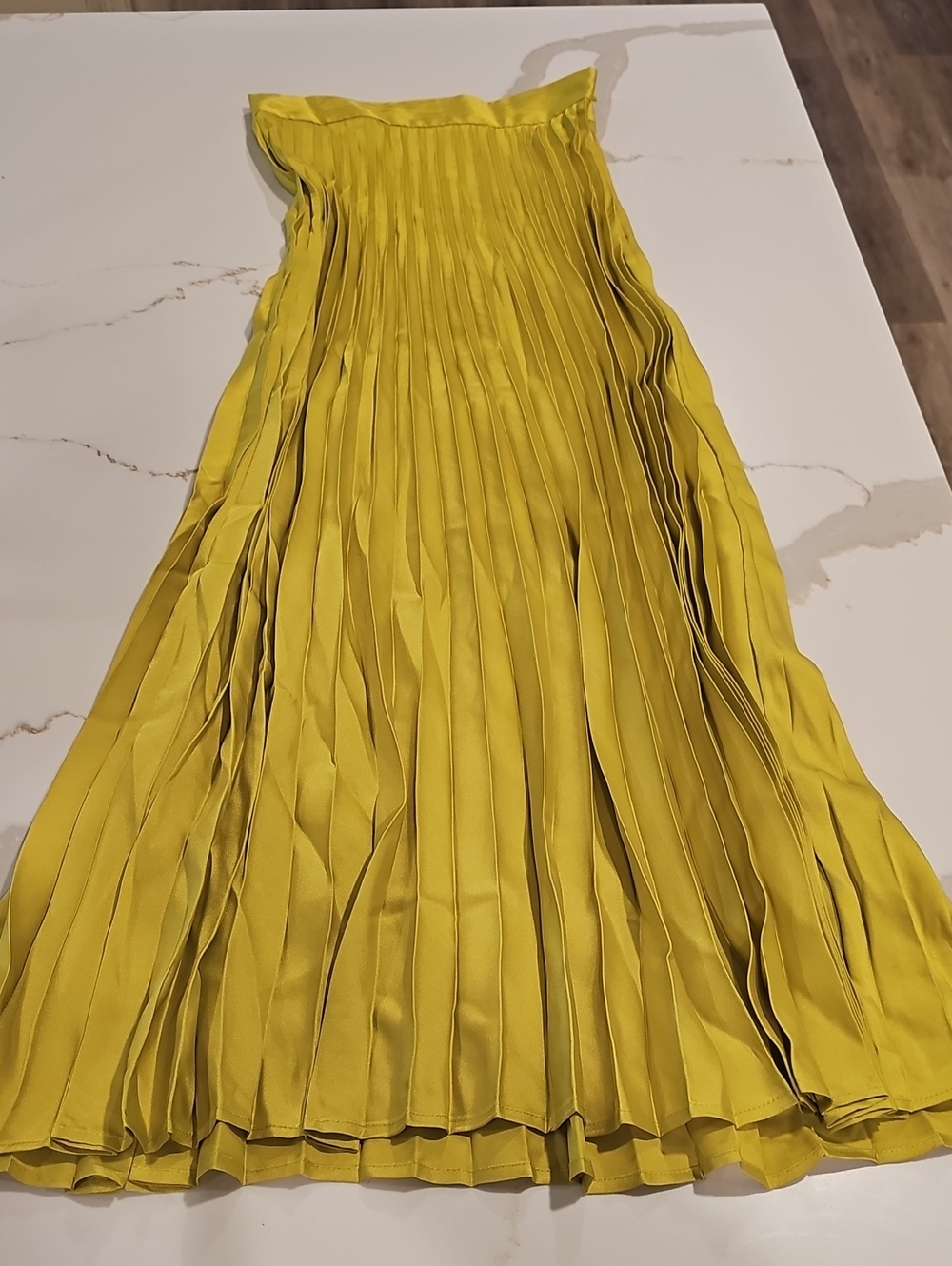 Zara Bright Yellow Pleated Maxi Dress